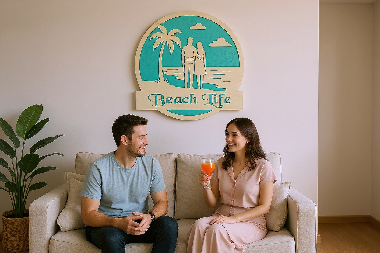 Beach Life Decorative Wood Sign – Coastal Couple Edition