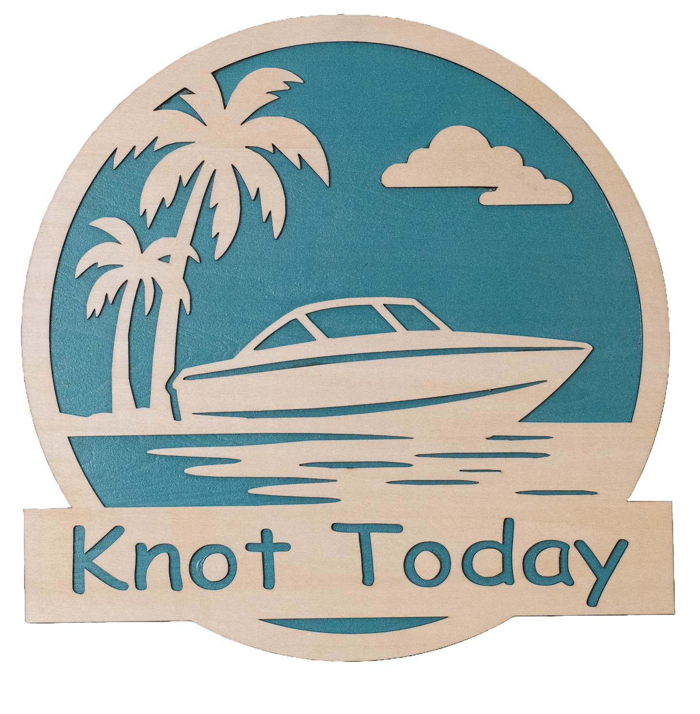 “Knot Today” Boat & Palm Tree Wall Sign – Nautical Coastal Home Décor