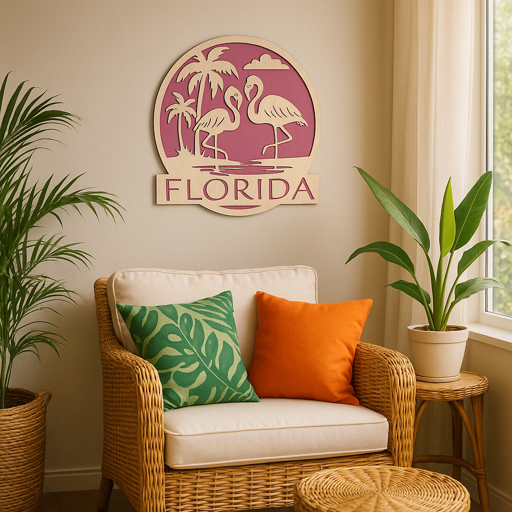 Flamingo Wood Decorative Wood Sign – Tropical Wall Décor