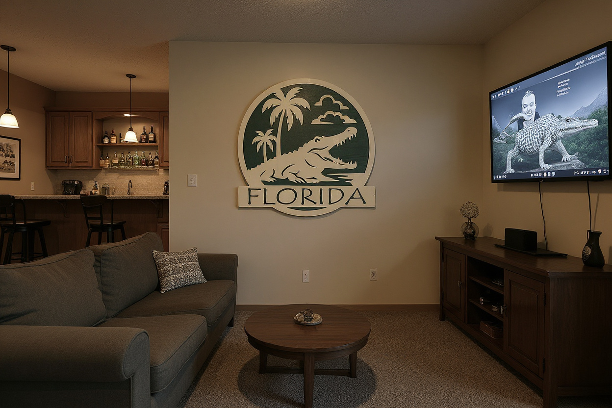 Florida Alligator Palm Tree Decorative Wood Sign – Rustic Tropical Home Décor
