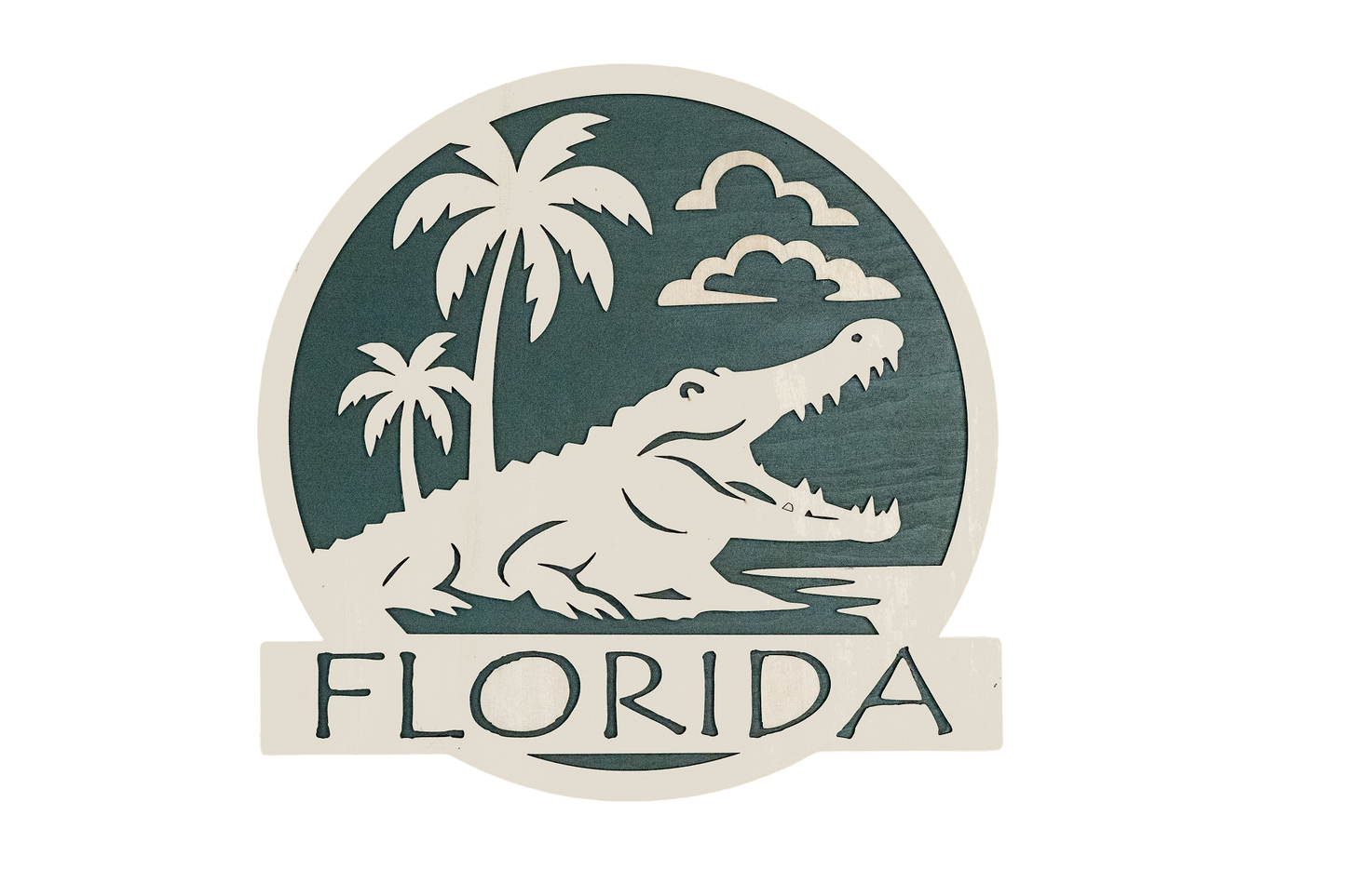 Florida Alligator Palm Tree Decorative Wood Sign – Rustic Tropical Home Décor