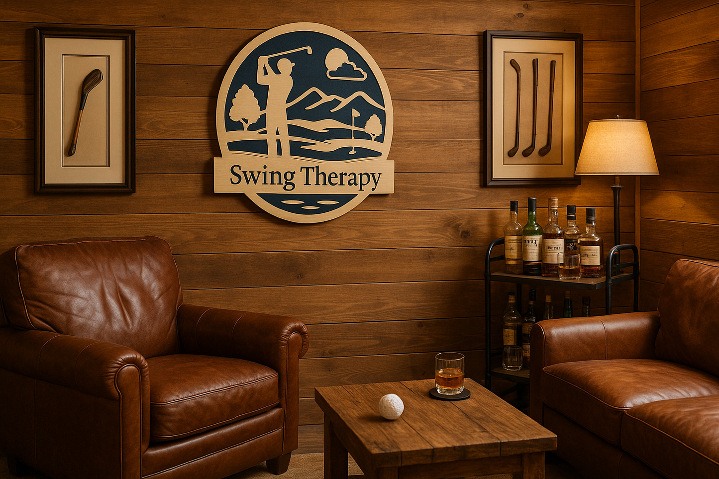 “Swing Therapy” Golf Wall Sign – Rustic Golf Decor for Home, Office, or Man Cave