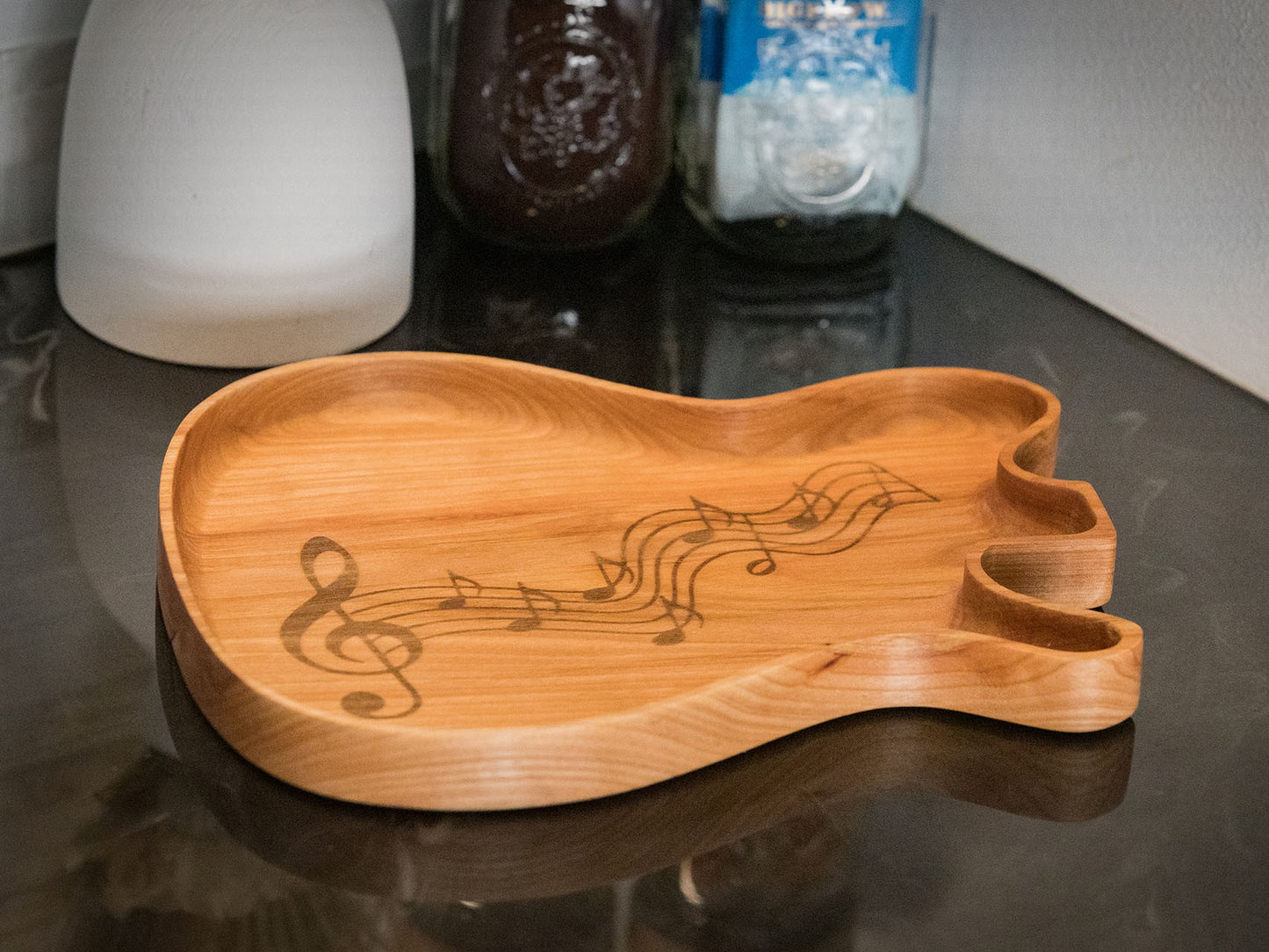 Telecaster Wooden Catchall Tray – Music Note Engraved Organizer