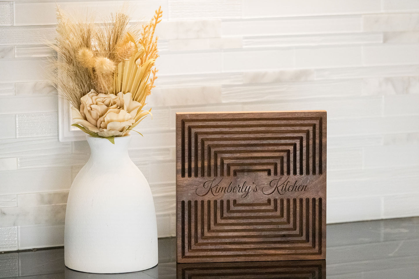Custom Engraved Wooden Trivet – Personalized Kitchen Heat Mat